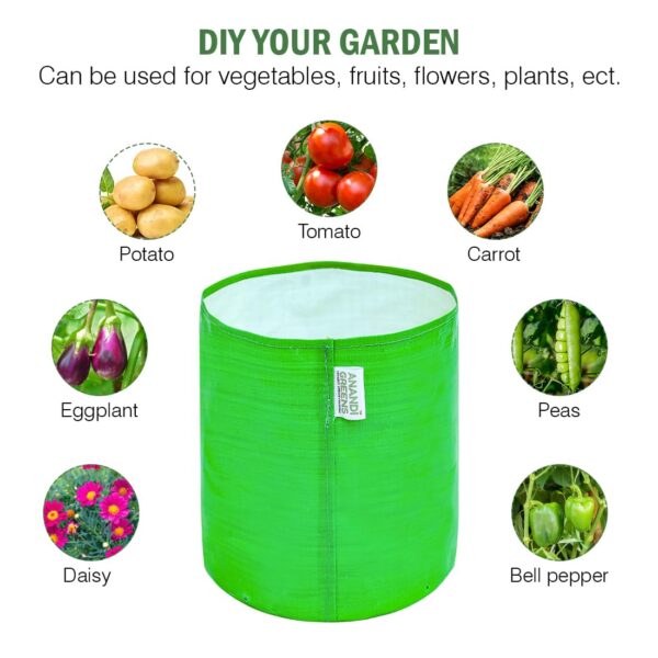 Premium HDPE Uv Protected 260 GSM Round Green Colour Plant Grow Bag Suitable for Terrace and Vegetable Gardening Size 9X6 INCH Pack of 20 - Image 5